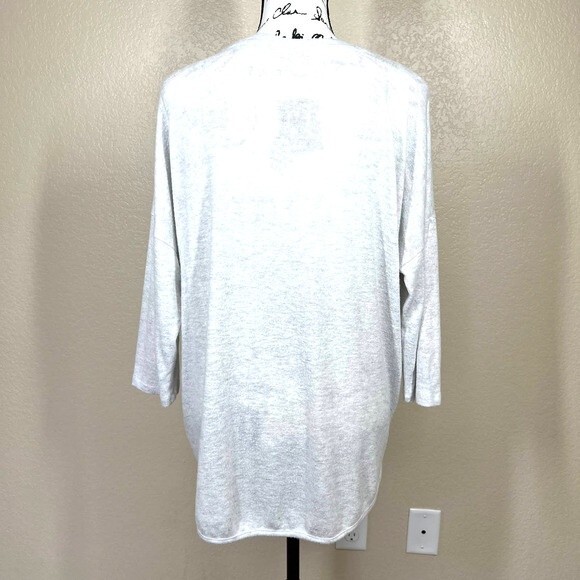 Philosophy ivory sweater 3/4 sleeve relax fit V neckline size L boho soft girl - Picture 2 of 15